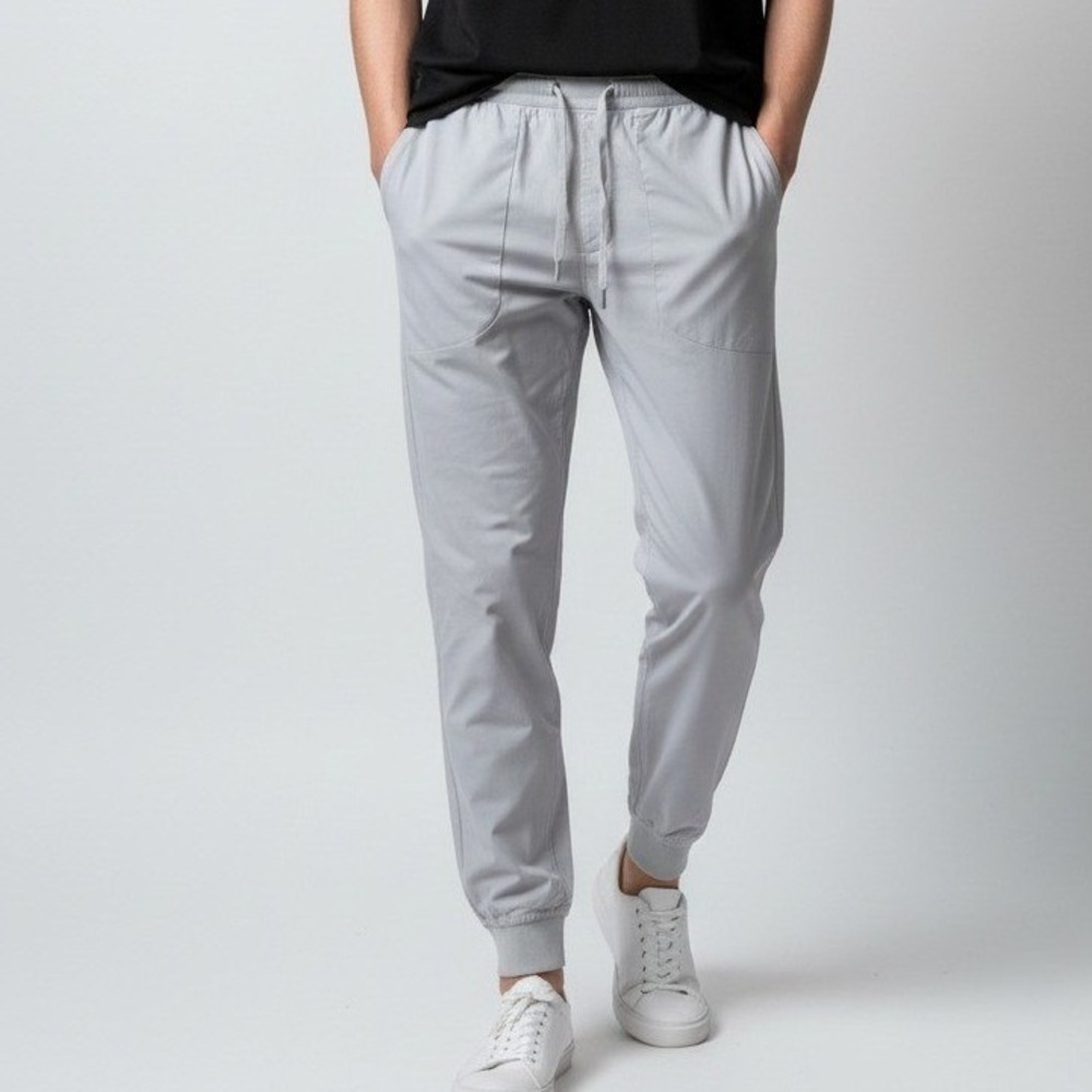 Kenneth Cole New York Mens Jogger Pants Light Gray Elastic Waist Size Large